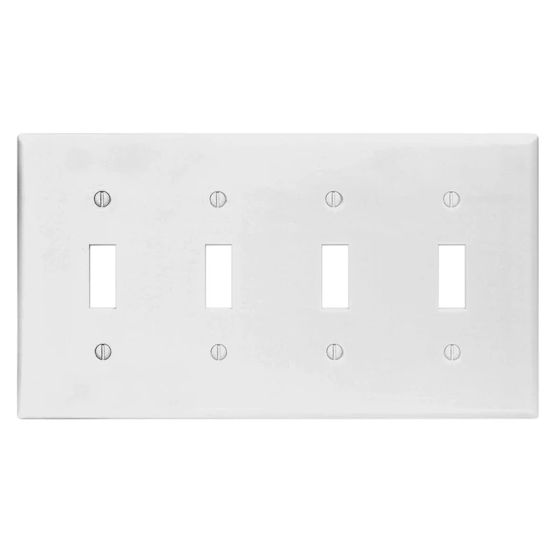 Plaque murale pour interrupteur à bascule pour 4 dispositifs, blanc