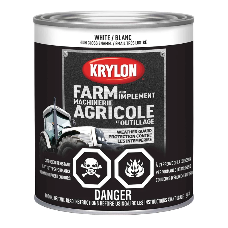 Peinture pour machinerie agricole et outillage émail très lustré blanc, 946 ml