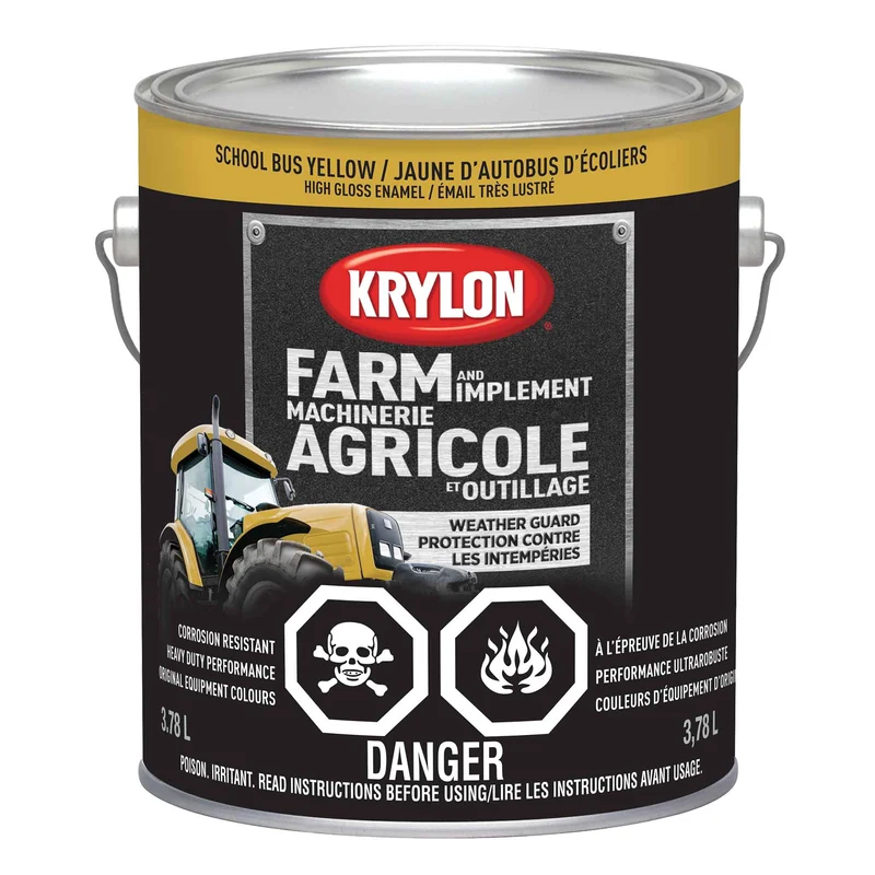Peinture pour machinerie agricole et outillage émail très lustré jaune d’autobus d’écoliers, 3,78 L
