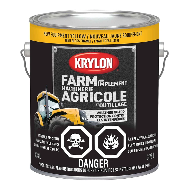 Peinture pour machinerie agricole et outillage émail très lustré nouveau jaune équipement, 3,78 L