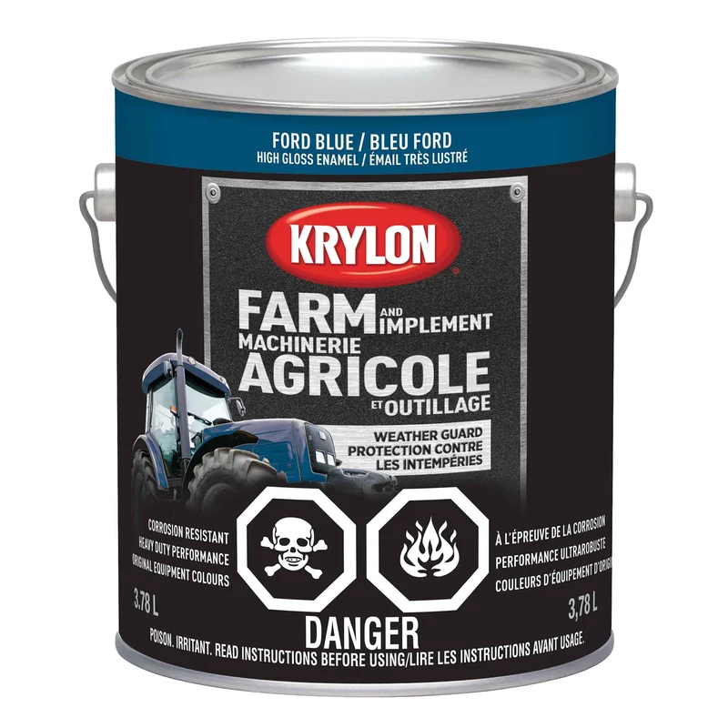Peinture pour machinerie agricole et outillage émail très lustré bleu Ford, 3,78 L