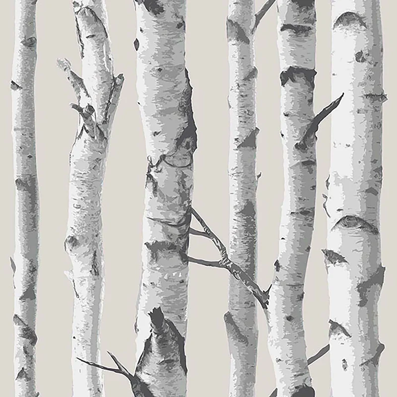 Papier peint ''peler et coller'' à motif bouleau, 20,5" x 18'
