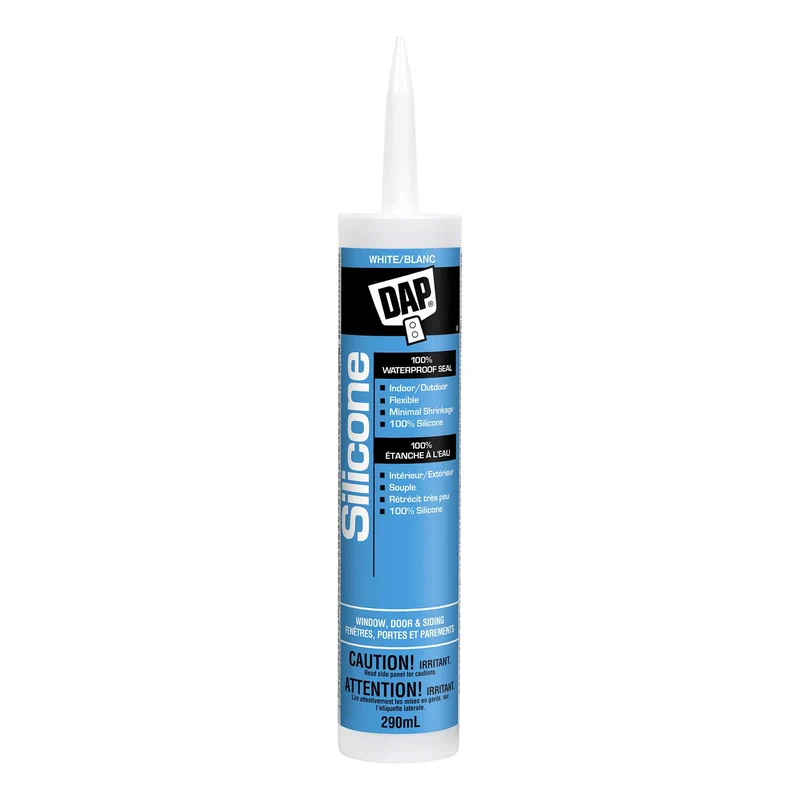 Silicone blanc 100 % étanche à l'eau pour fenêtres, portes et parements, 290 ml