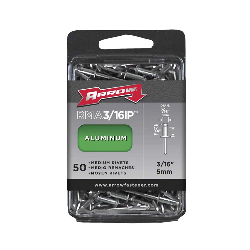 Rivet moyen 3/16" en aluminium, 50 unités