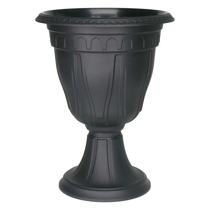 Jardinière Azura sur piédestal et de couleur noire, 15-1/4" x 20-1/4"