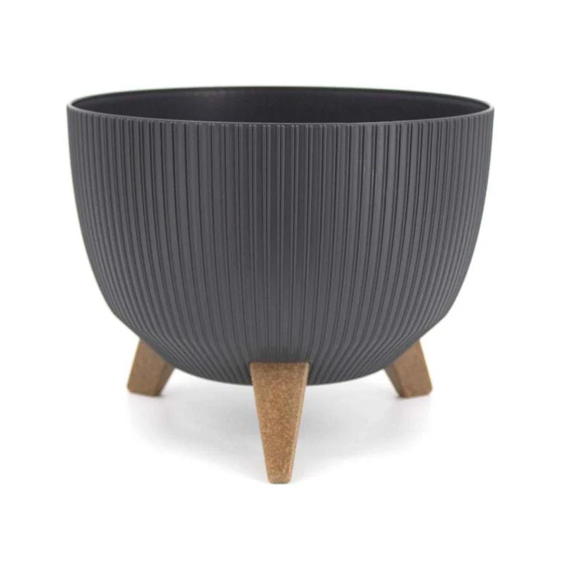 Jardinière Roma Jumper Eco Recyclé bol anthracite sur pattes, 11" x 7"
