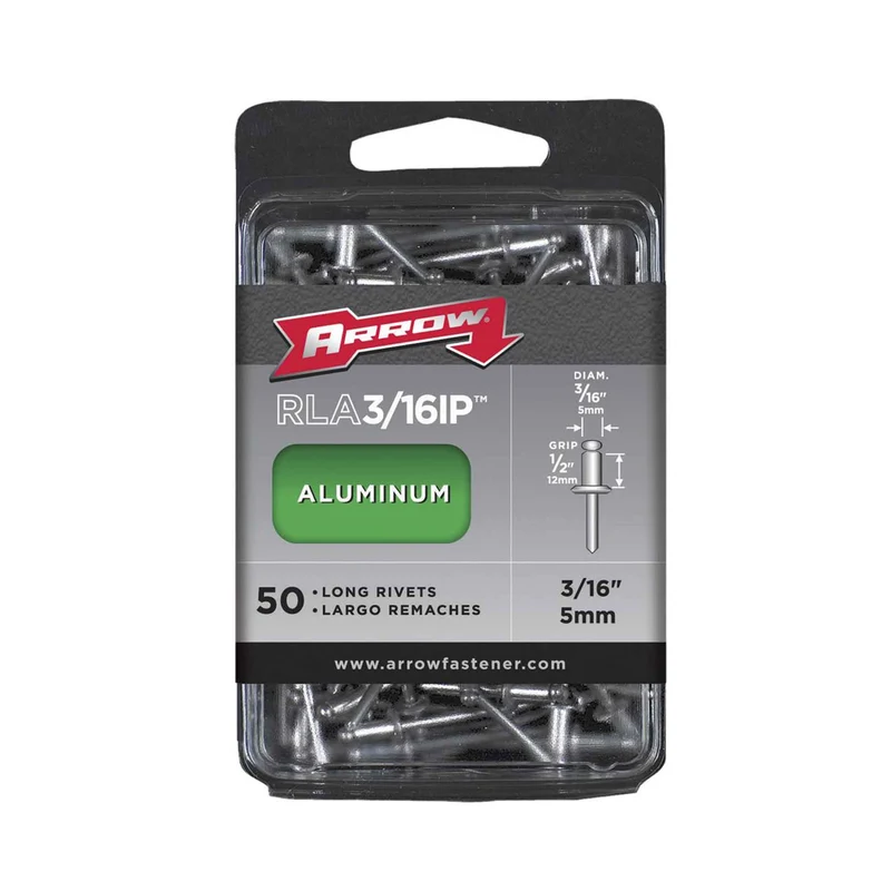 Rivet long 3/16" en aluminium, 50 unités