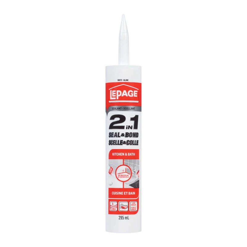 Scellant blanc pour cuisine et salle de bain 2 en 1 ''Scelle et Colle'', 295 ml