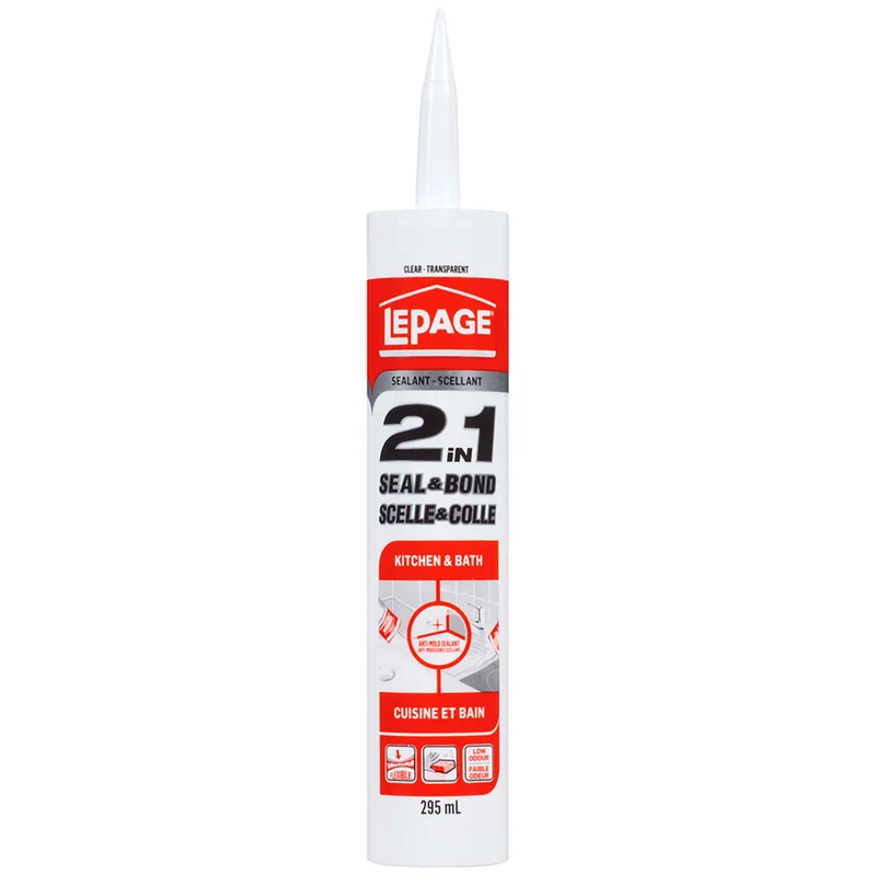 Scellant transparent pour cuisine et salle de bain 2 en 1 ''Scelle et Colle'', 295 ml