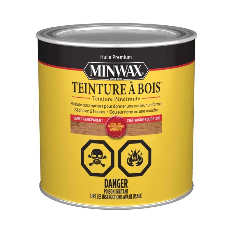 Minwax teinture à bois semi-transparent châtaigne rouge, 236 ml