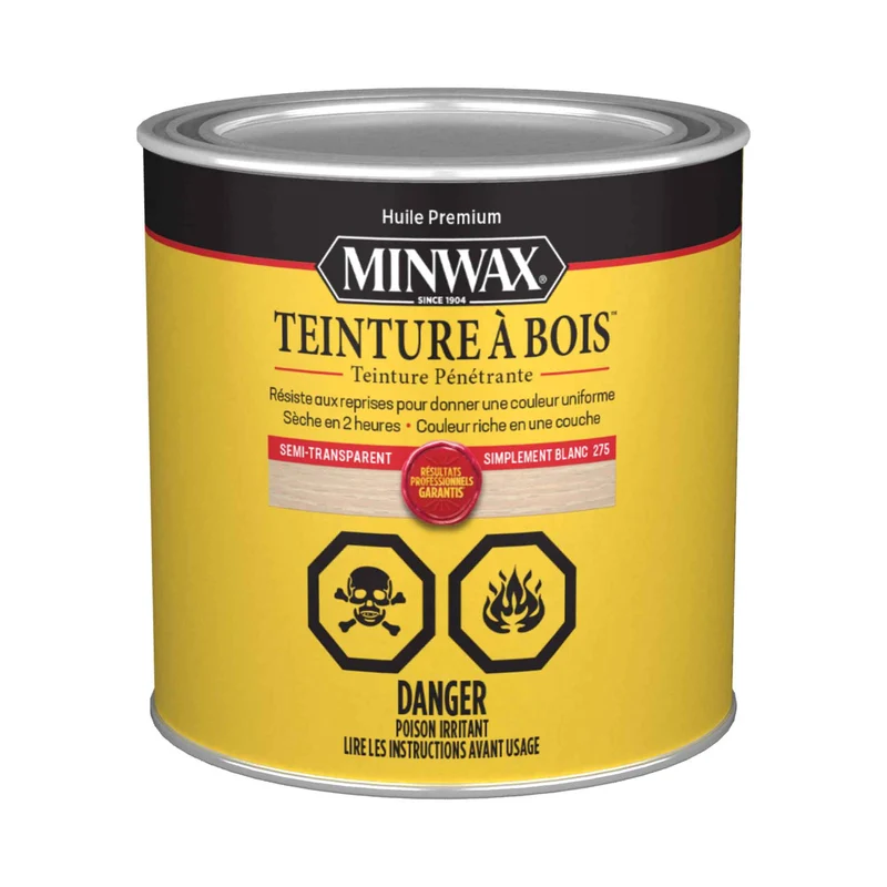 Minwax teinture à bois semi-transparent simplement blanc, 236 ml