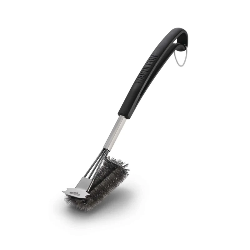 Brosse à gril à trois rangées avec filaments en acier inoxydable