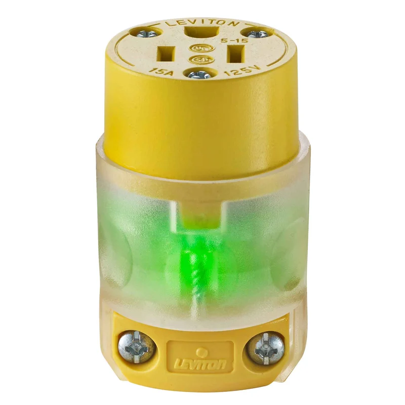 Connecteur lumineux à 2 pôles et 3 fils en jaune, 15 A / 125 V