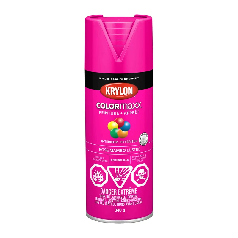 Krylon aérosol COLORMAXX peinture + apprêt rose mambo lustré, 340 g