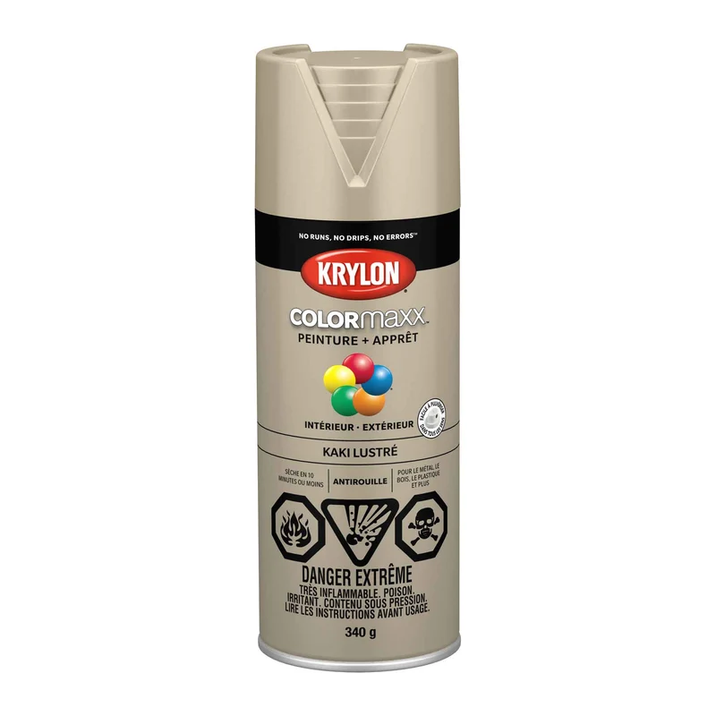 Krylon aérosol COLORMAXX peinture + apprêt kaki lustré, 340 g