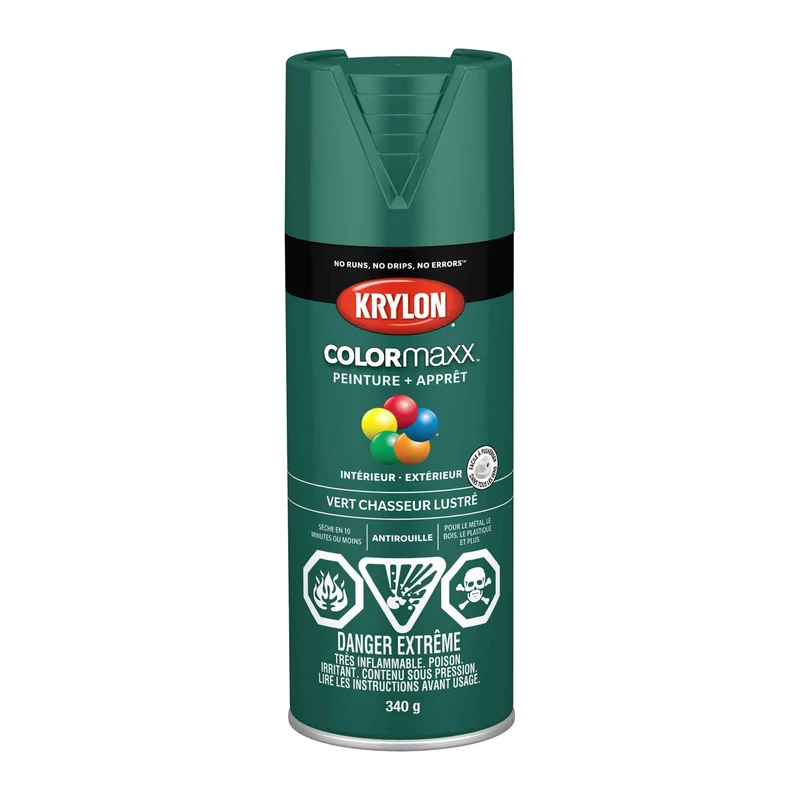 Krylon aérosol COLORMAXX peinture + apprêt vert chasseur lustré, 340 g