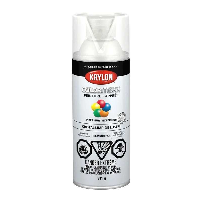 Krylon aérosol COLORMAXX peinture + apprêt cristal limpide lustré, 311 g