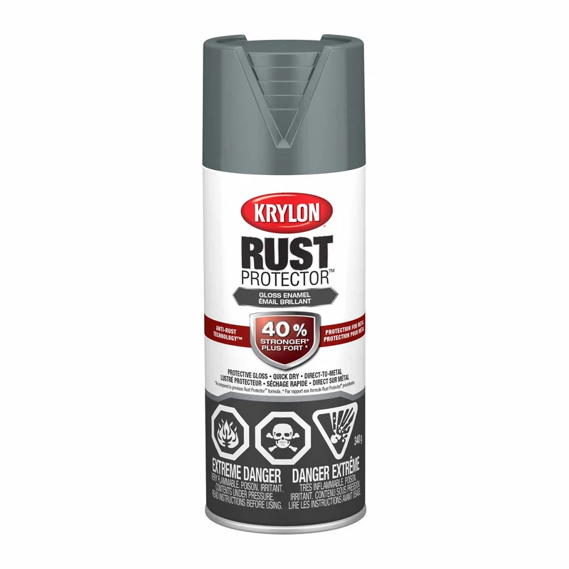 Krylon Rust Protector aérosol émail brillant gris fumée, 340 g