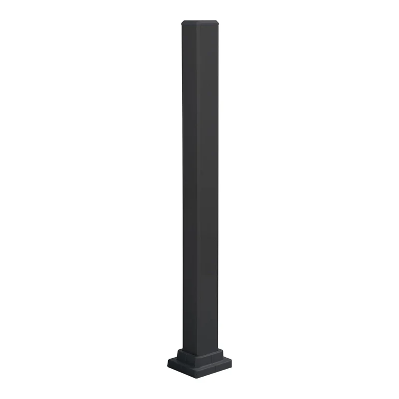 Poteau de montage en aluminium noir pour rampe de 48'' de hauteur, 49-1/2'' x 3''