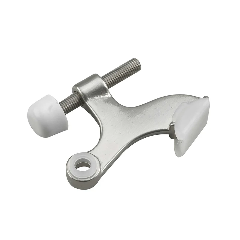 Butoir de porte robuste à fixer sur le gond de la charnière, nickel brossé