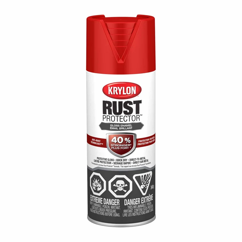 Krylon Rust Protector aérosol émail brillant rouge classique, 340 g