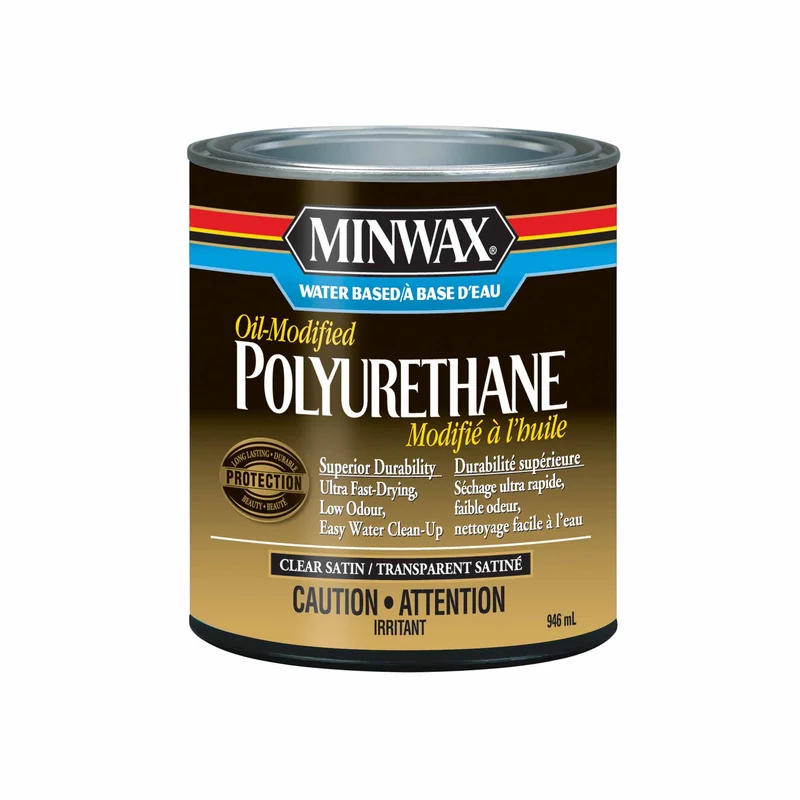 Minwax polyuréthane modifié à l'huile à base d'eau transparent satiné, 946 ml