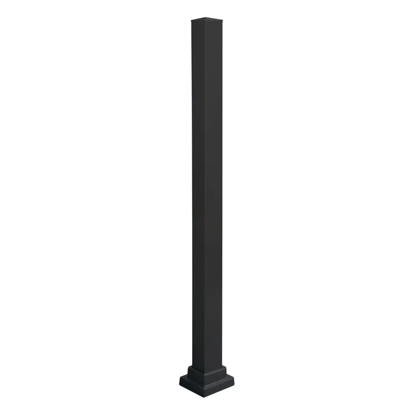 Poteau de descente en aluminium noir pour rampe de 42'' de hauteur, 46-1/2'' x 2''