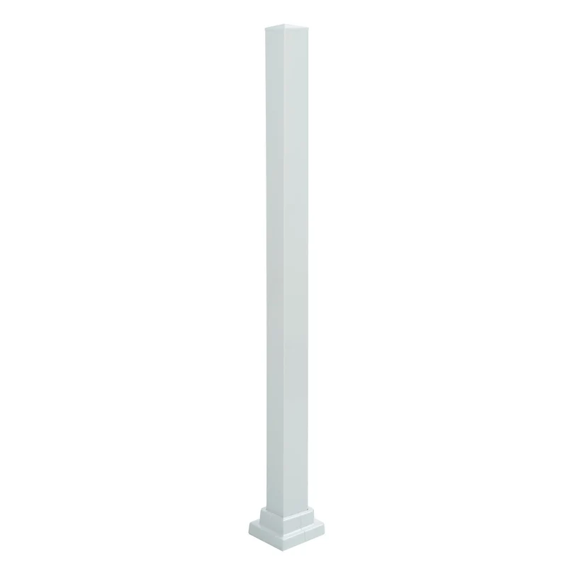 Poteau de montage en aluminium blanc pour rampe de 42'' de hauteur, 43-1/2'' x 2''