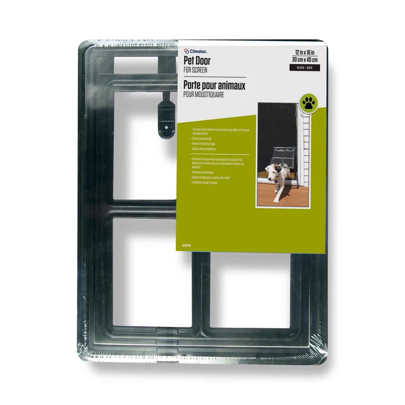 Porte pour animaux pour moustiquaire de 12" x 16", noire