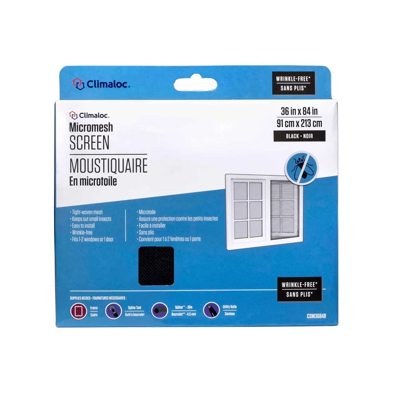 Moustiquaire en microtoile de 36" x 84", noire