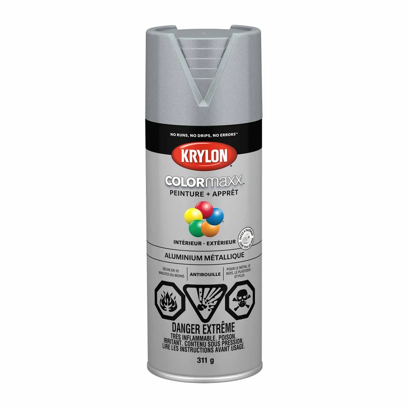 Krylon aérosol COLORMAXX peinture + apprêt aluminium métallique, 311g