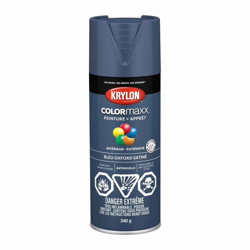 Krylon aérosol COLORMAXX peinture + apprêt bleu Oxford satiné, 340 g