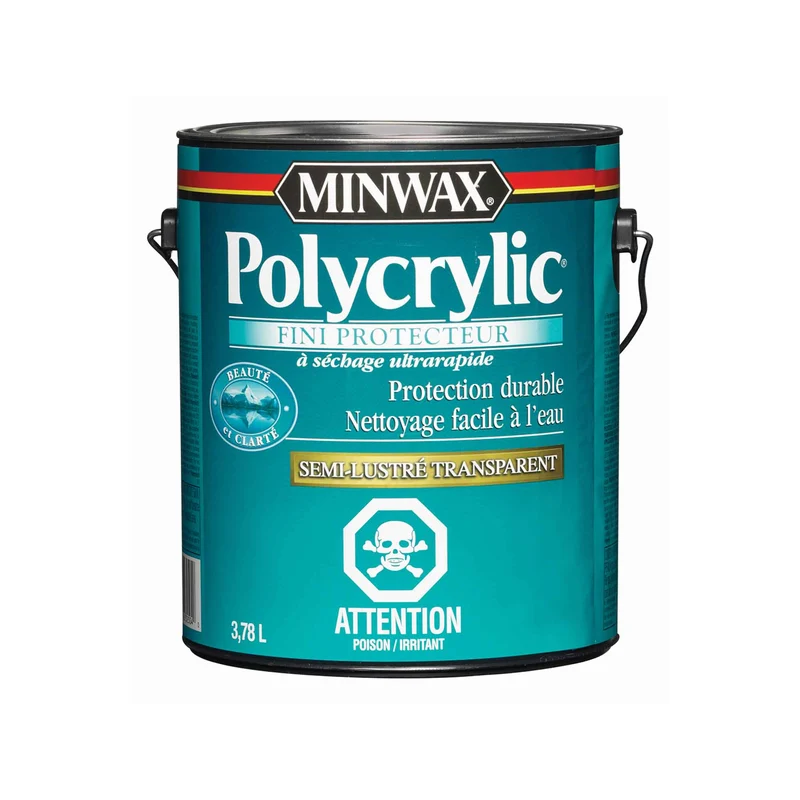 Minwax fini protecteur Polycrylic transparent semi-lustré, 3,78 L