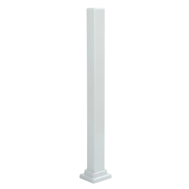 Poteau de montage en aluminium blanc pour rampe de 42'' de hauteur, 43-1/2'' x 3''