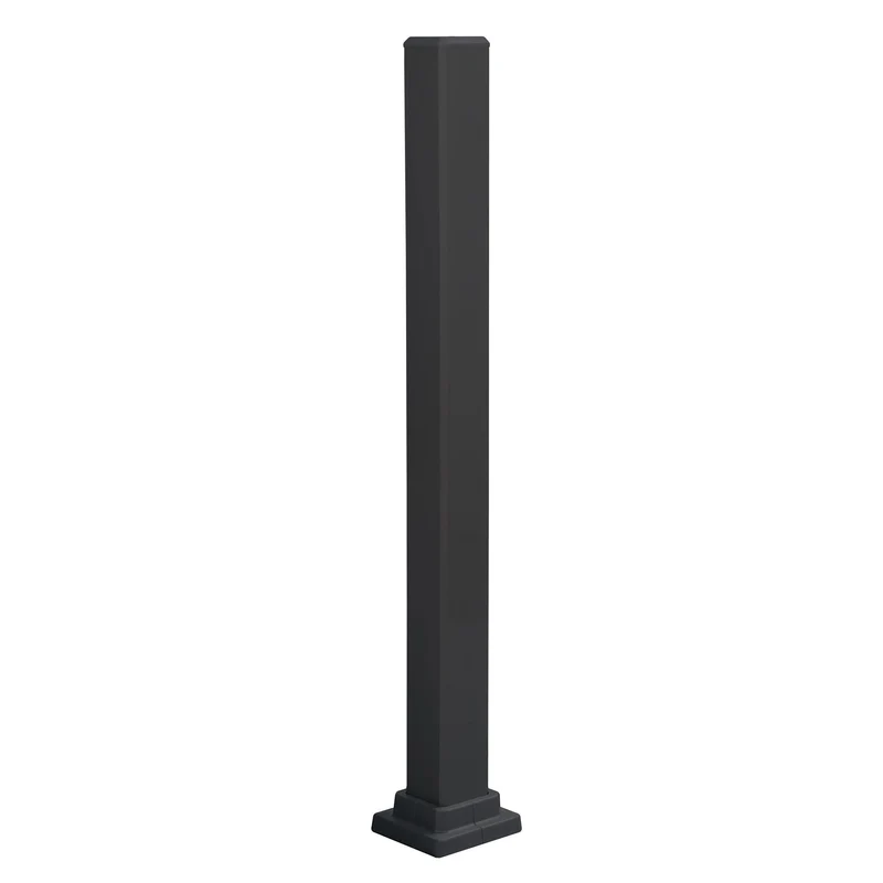 Poteau de montage en aluminium noir pour rampe de 42'' de hauteur, 43-1/2'' x 3''