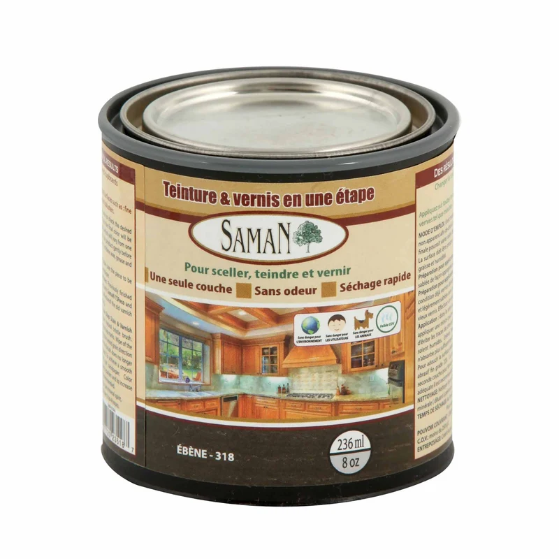Teinture et vernis en une étape Ébène, 236 ml