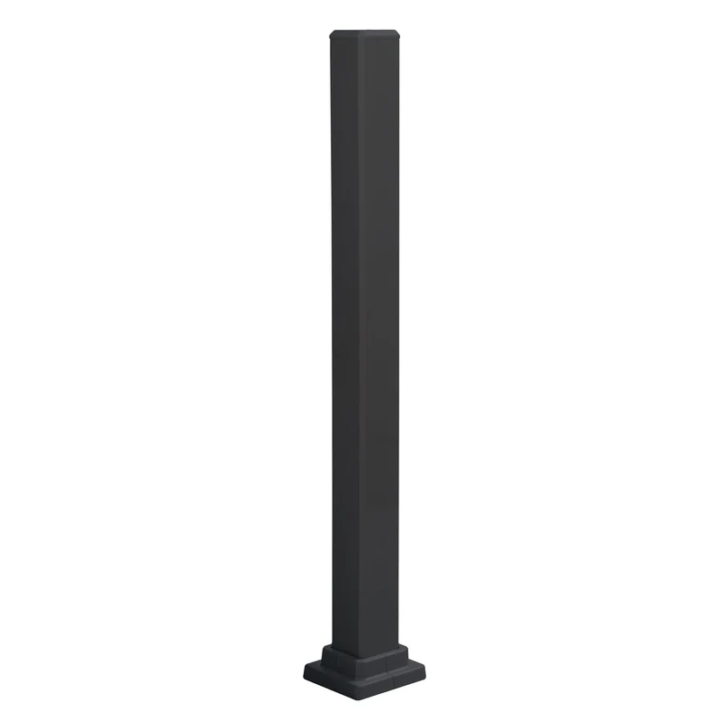 Poteau de montage en aluminium noir pour rampe de 36'' de hauteur, 37-1/2'' x 3''