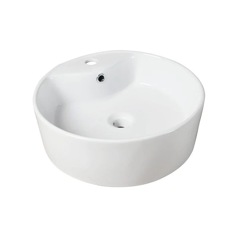 Lavabo de surface rond en porcelaine blanche, 18,11'' x 6,1''