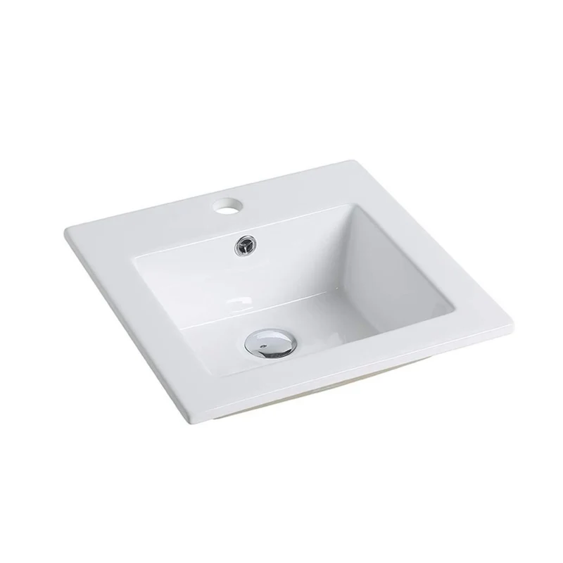 Lavabo à encastrer de forme carrée en porcelaine blanche, 16-1/4'' x 16-1/4'' x 6-3/4''