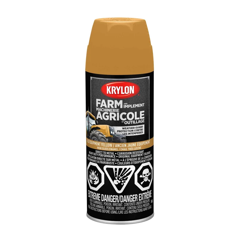 Krylon AGRICOLE et OUTILLAGE aérosol émail très lustré ancien jaune équipement, 340 G