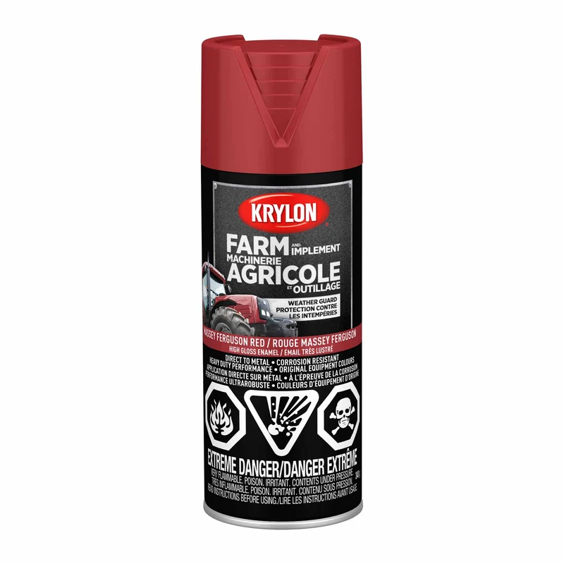 Krylon AGRICOLE et OUTILLAGE aérosol émail très lustré rouge Massey Ferguson, 340 G