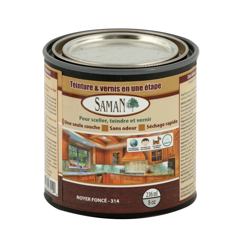 Teinture et vernis en une étape Noyer Foncé, 236 ml
