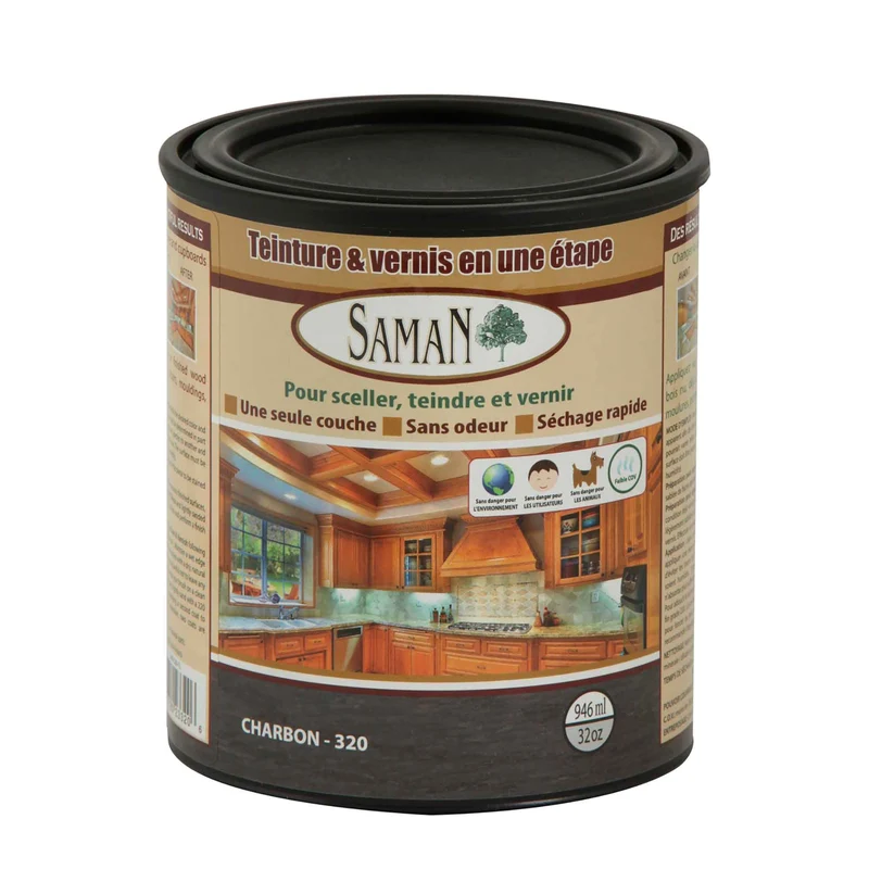 Teinture et vernis en une étape Charbon, 946 ml