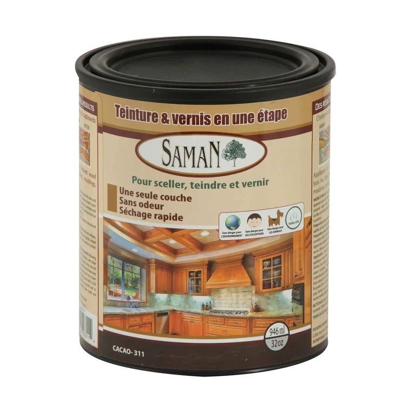 Teinture et vernis en une étape Cacao, 946 ml