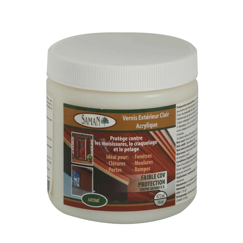 Vernis extérieur clair à l'acrylique satiné, 472 ml