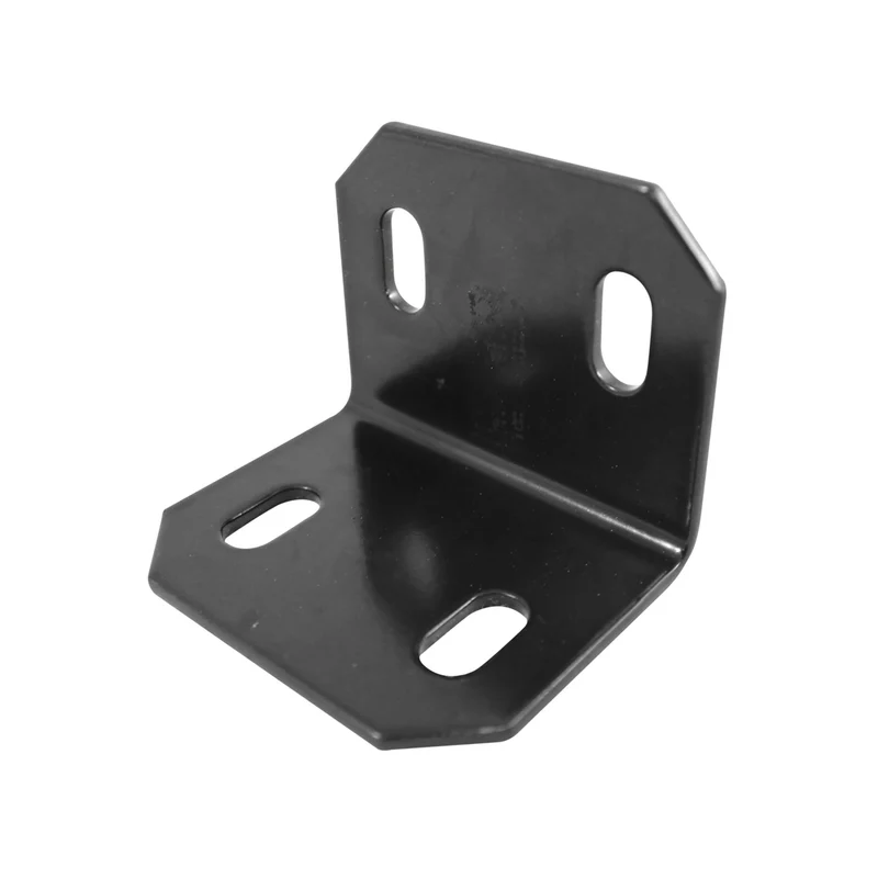 Renfort noir en coin à angle droit avec quatre trous, 3'' de largeur