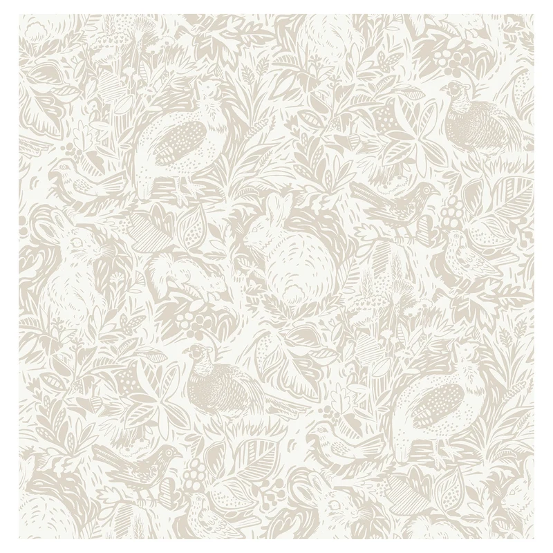 Papier peint autocollant à motif de forêt , 20.5" x 18' (crème Terrene)