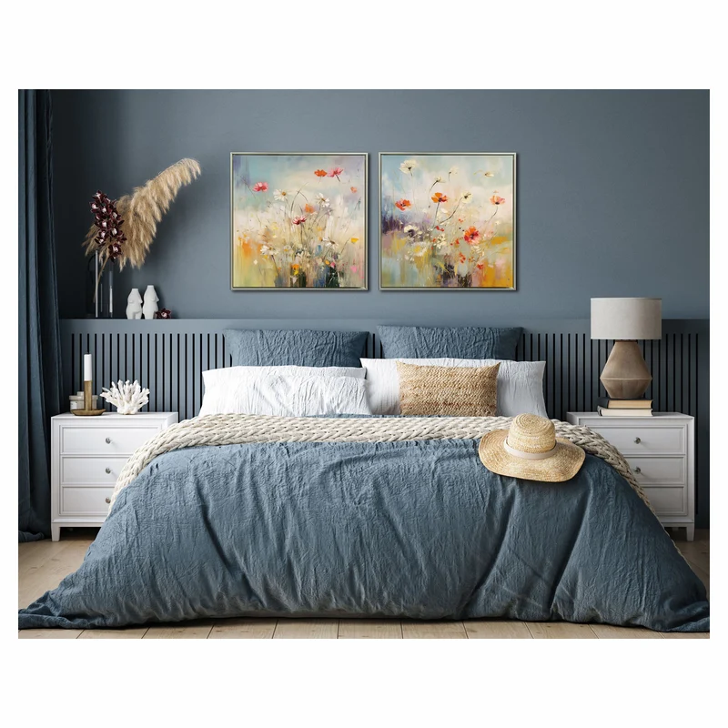 Toile avec cadre de fleurs dans la prairie II, 24" x 24"