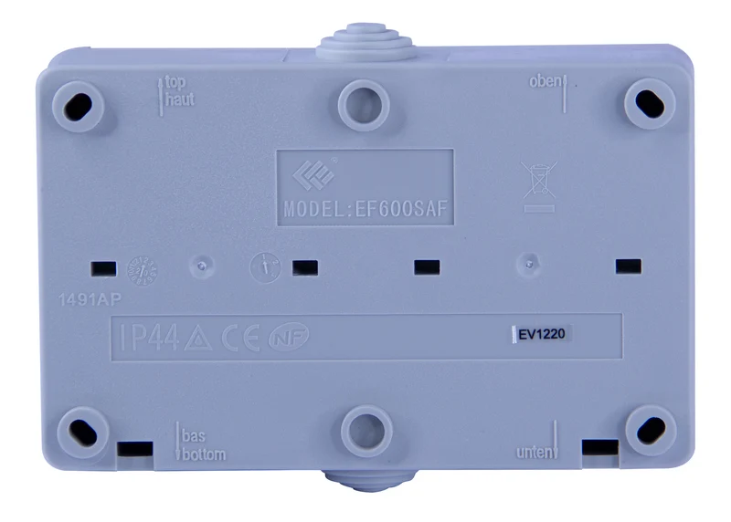 Interrupteur va et vient + prise 2P+T en saillie Aquatop IP54 - gris et blanc - Dio
