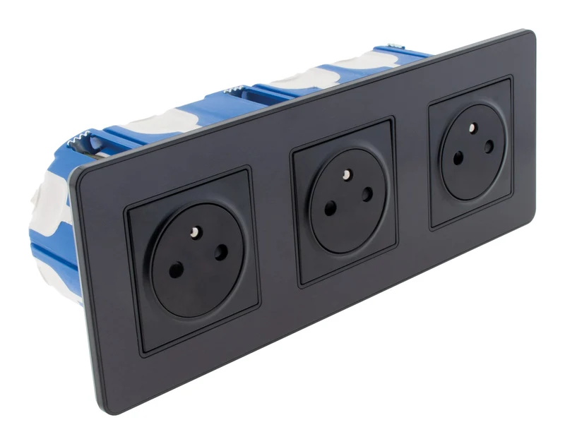 Set de 3 prises 2P+T simple, double et triple - Zenitech